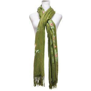 Jerusalem Scarf Israeli Holy Land Women’s Green Floral 100% Cashmere